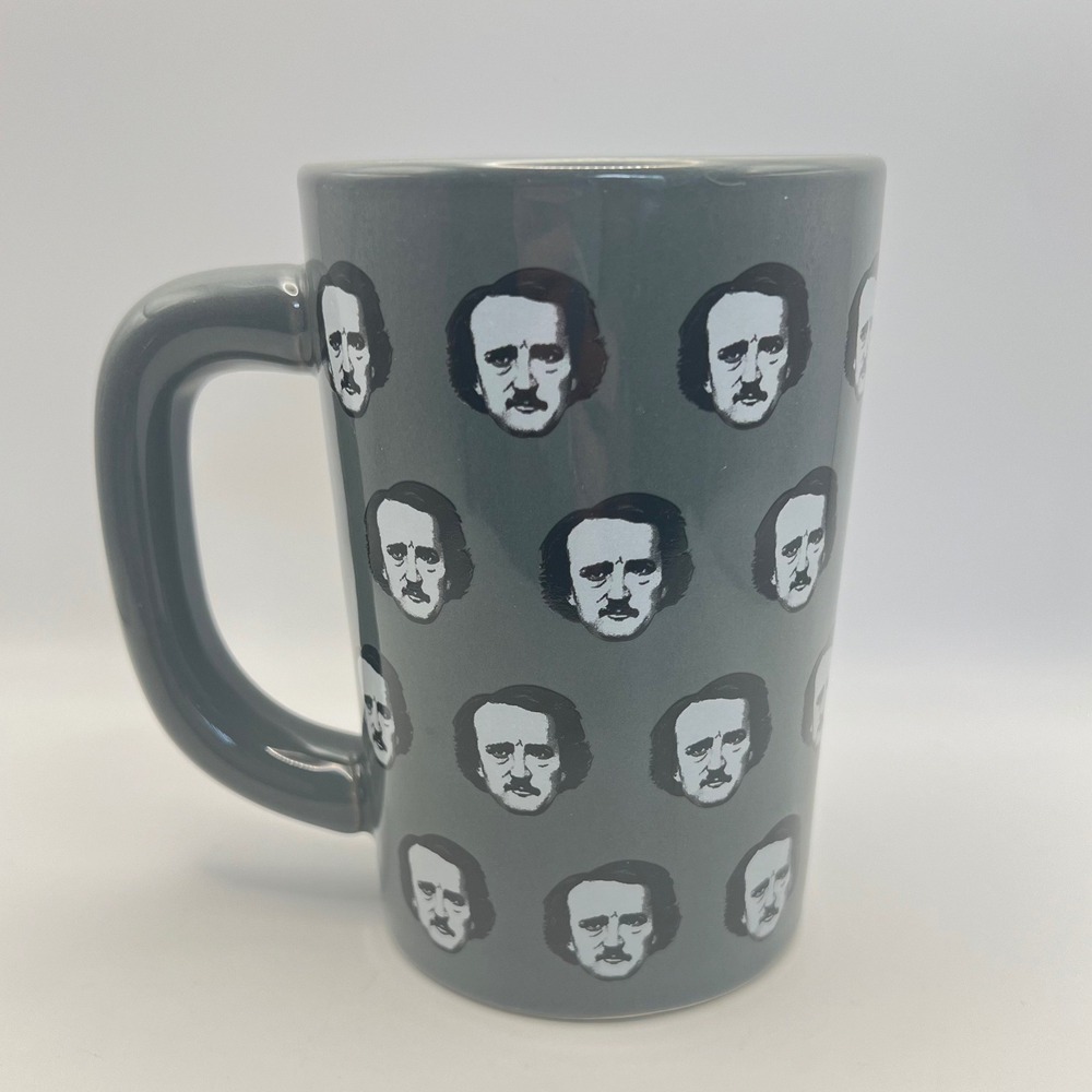 Out of Print Edgar Allen Poe Grey Coffee Mug ceramic dark academia goth